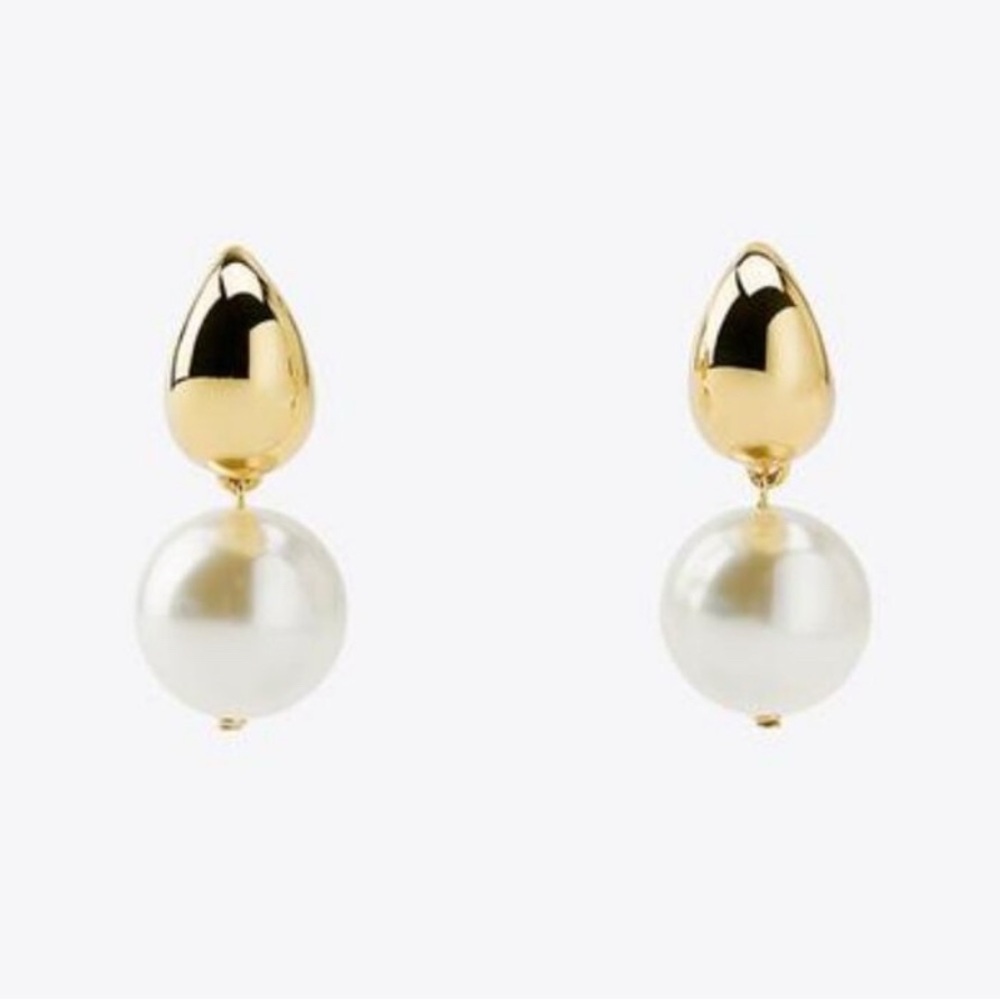 ZARA PEARL BEAD HOOP EARRINGS - Picture 4 of 6